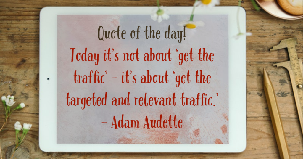Quote of the day - Today it's not about 'get the traffic' - it's about 'get the targeted and relevant traffic'.